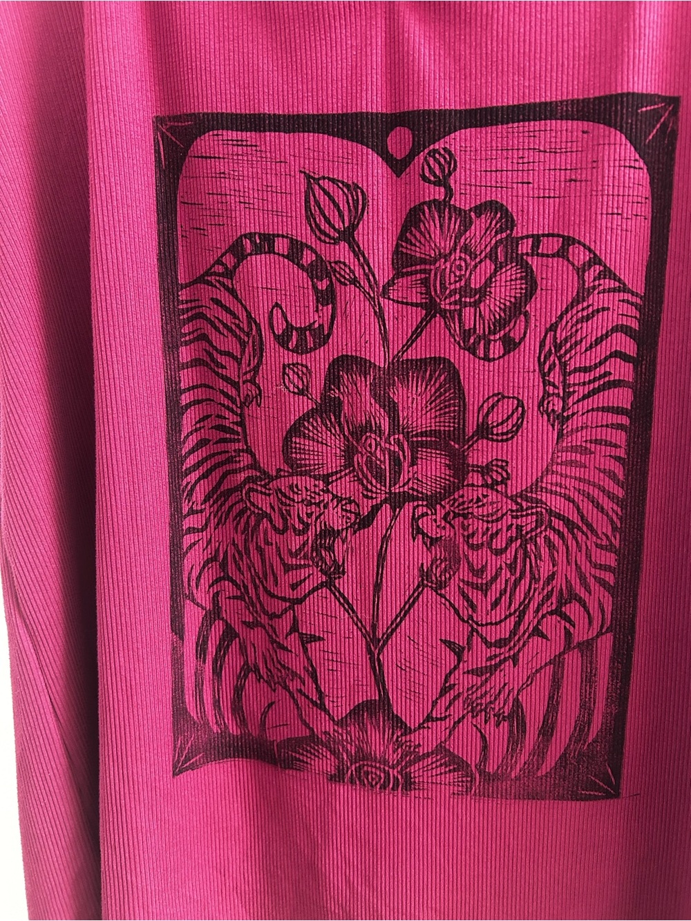 Pink Floral Tiger Graphic Long Sleeve Top
